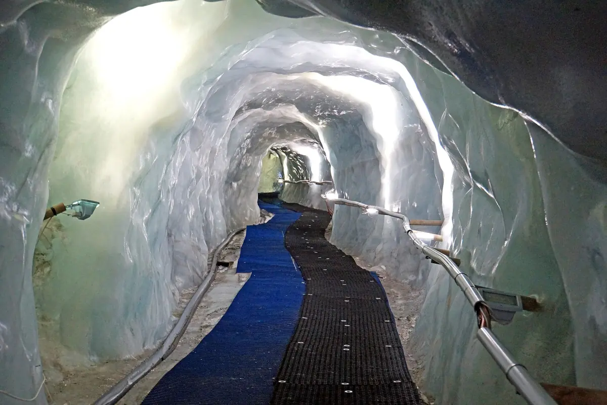 An ice tunnel inside the glacier palace