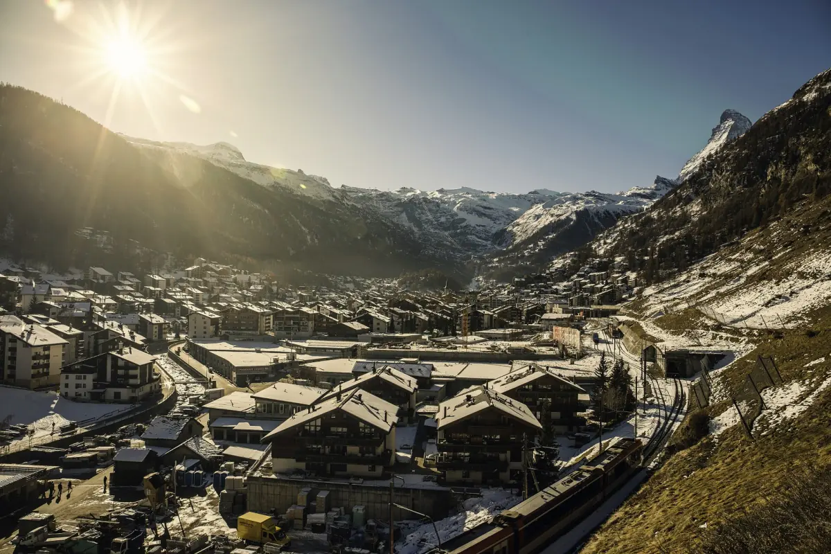The rooftops of Zermatt in the Matter valley